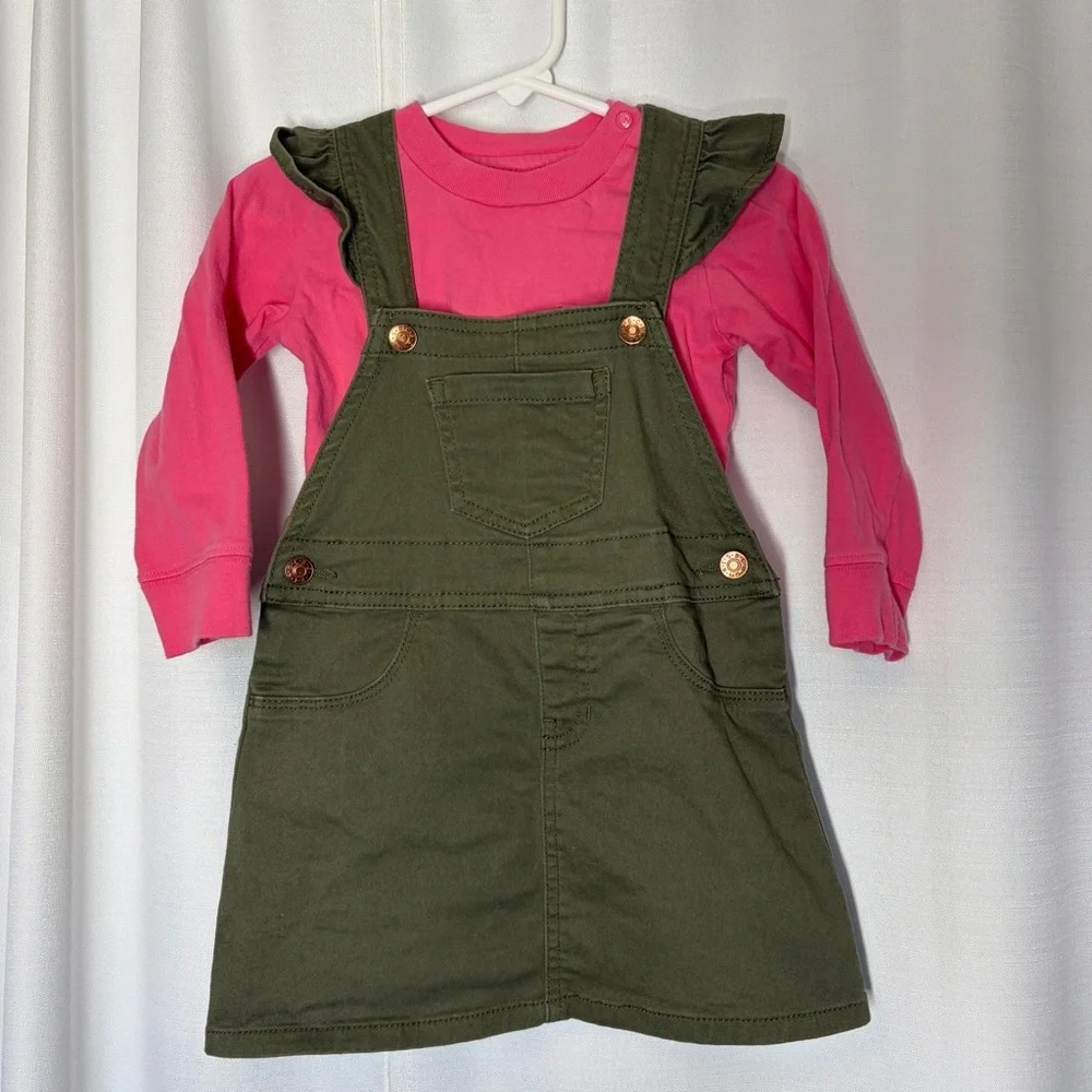 BCBG Girls Green Shortall Overall Dress Pink Carhartt 0nesie Lot Cottage 2T 24M